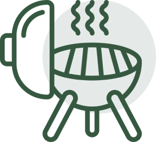 Outdoor grill icon with lid open