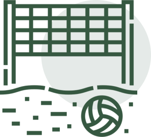 Beach volleyball net and ball icon