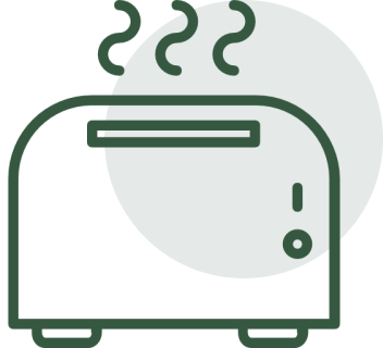 Outline of a steaming toaster