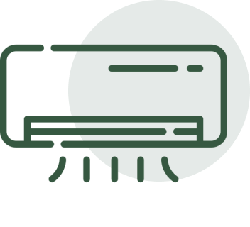Green line drawing of air conditioning unit